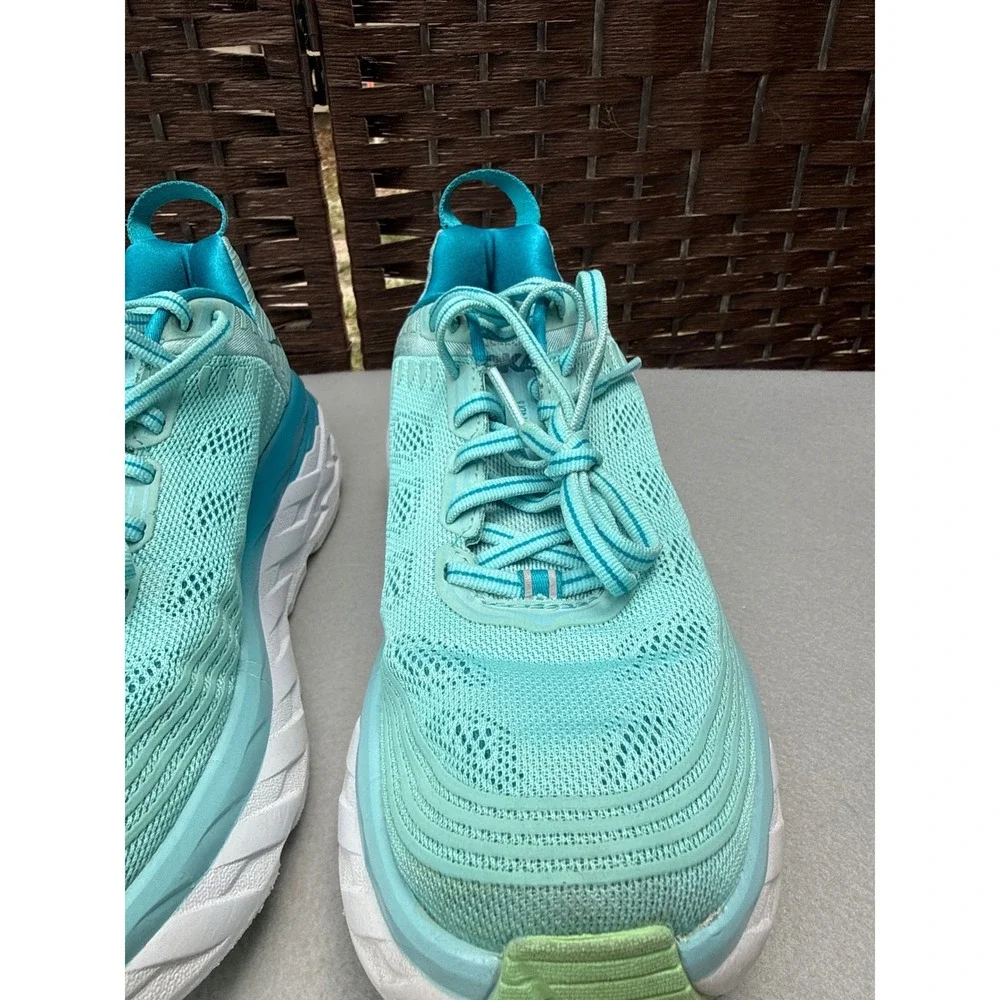 Hoka One One Bondi 6 Running Shoes Women 6.5 Aqua Blue Max Cushion Comfy All Day